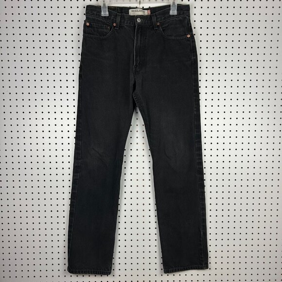 Levi's 505 Black Denim Jeans 32x32 Straight Leg Cut Streetwear Skate Punk Cotton - Picture 4 of 7